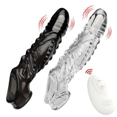 Wireless Vibrating Condoms Enlargement Delay For Men Reusable Dildo Vibrator Penis Ring Sleeve Adult Sex Toy Sex Product 2024 1