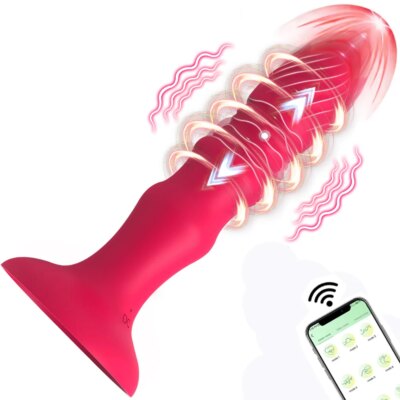 APP Remote Control Automatic Expansion Silicone Anal Plug Prostate Massager Vibration Vestibular Anal Beads Masturbation Toys 1