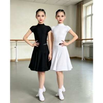Girls Professional Latin Dance Competition Dress Kids Standard Ballroom Performance Costume Split Outfit Performance Accessories 1