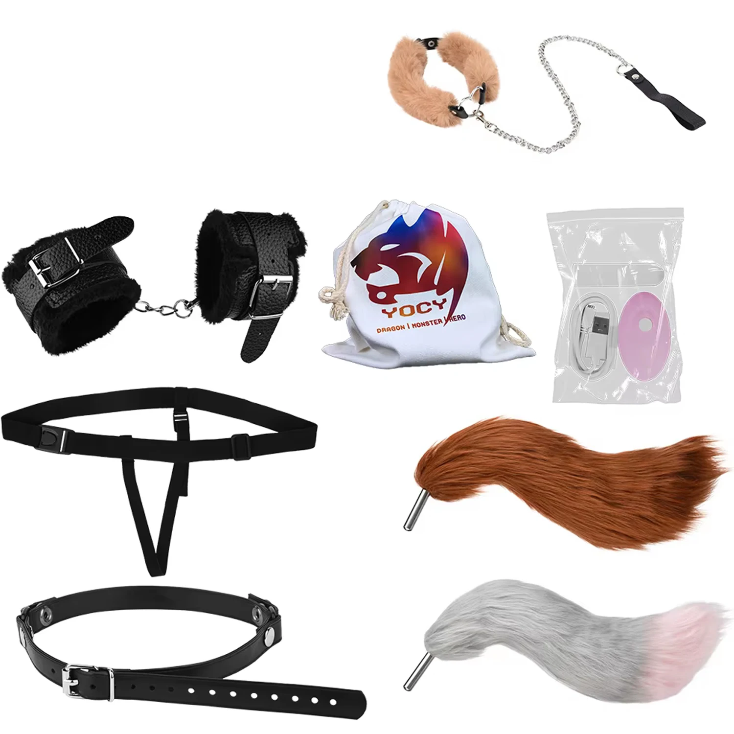 YOCY BDSM sekso žaislai rinkinys vibratorius burnos žabangai analinis kaištis PU oda