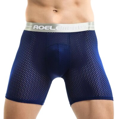 3pc   Men's long sports briefs Running anti-wear leg large size ice silk boxers 1