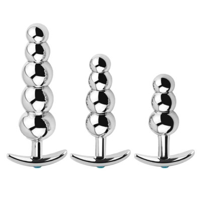 Metal Anal Beads Butt Plug Set Wearable Outerdoor Small Large Anal Plug G Spot Dildo Insert Vagina Anus Sex Toy 1