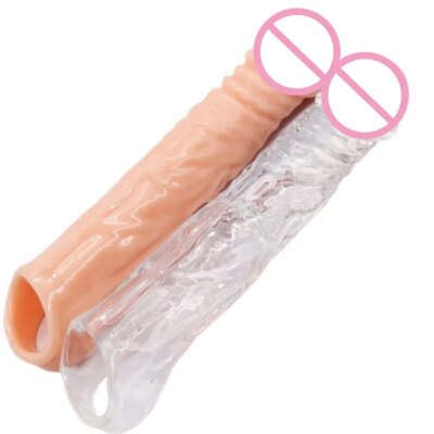 40/70/100MM Extender Solid Head Penis Enlaergment Sleeve Insertable 90-95mm, Sex Toys for Men Reusable Condoms Delay Ejaculation 1