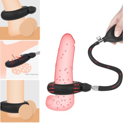 New Inflatable Penis Ring Delay Ejaculation Erection Cock Lock Bondage Ball Stretcher Cock Rings Adult BDSM Sex Toys For Men Gay 1