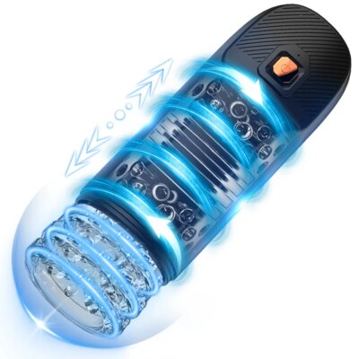 Male Masturbator Adult Sex Toys Automatic Stroker with 9 Thrusting & Rotating 3D Realistic Transparent Textured Sex Machine 1