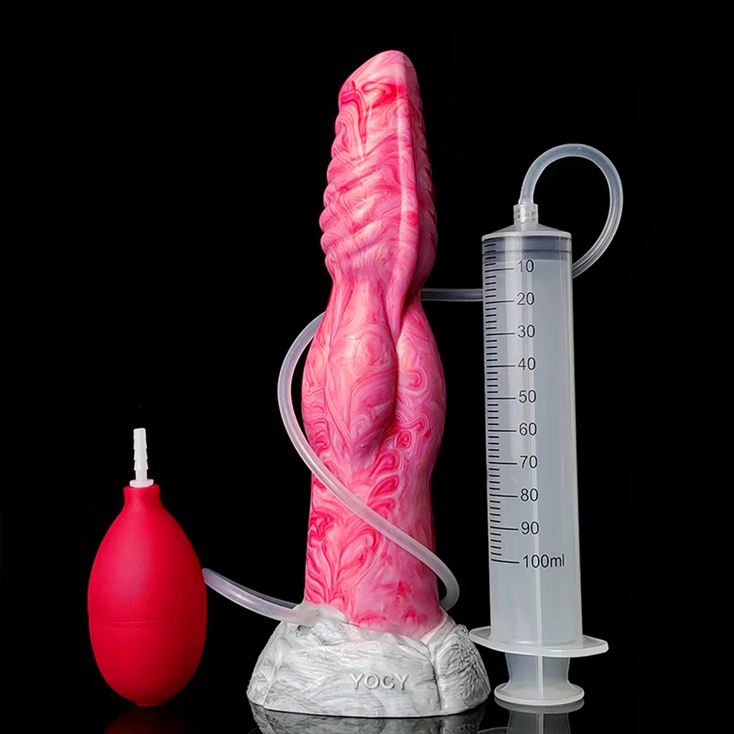 YOCY Long Wolf Knot Dildo su iššlakstančia funkcija minkštas silikono sekso žaislas moterims
