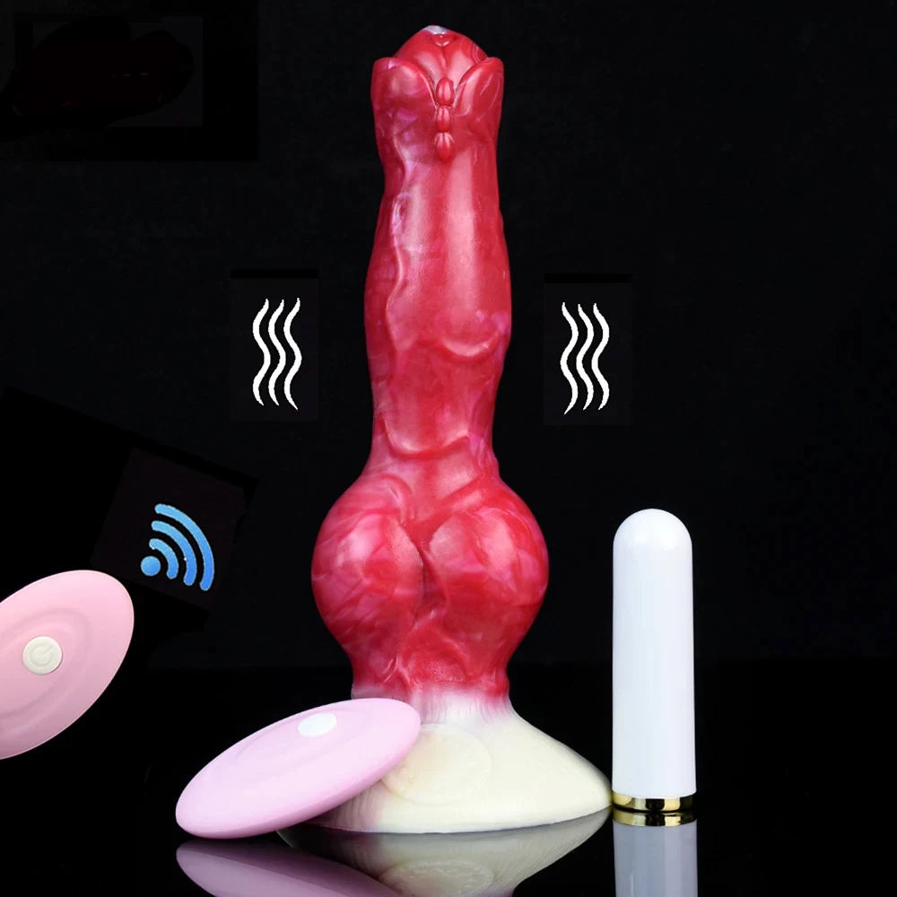 FAAK Silikoninis fantasijos šuns mazgo dildo su pasiurbimo funkcija ir bevieliu valdymu