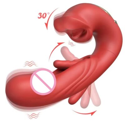 3 in 1 Tongue Licking Finger Flapping G Spot Dildo Vibrator Sex Toys for Women Clitoral Stimulation Massager Adults Masturbator 1