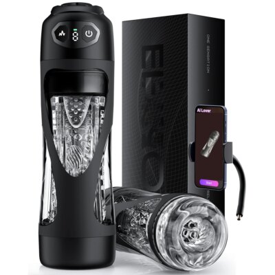 2026 Automatic Licking Sucking Male Masturbator AI Sync Male Stroker Penis Pump Blowjob Adult Toy Pocket Pussy with Phone Holder 1