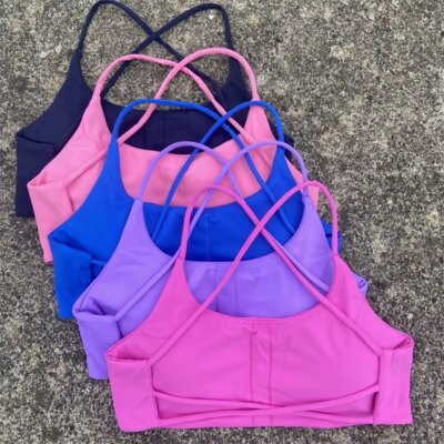 Sexy Soft Fitness Sport Bra Spaghetti Strap Cross Back Hollow Women Top Tight Gym Yoga underwear Athletic Workout With Chest Pad 1