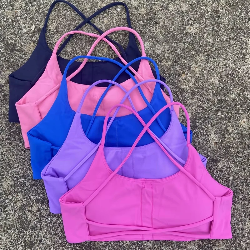 Sexy Soft Fitness Sport Bra Spagueti Dirželiai Kryžiuota Nugarą Tuščiavidurė Moterų Top Nejudri Sporto Joga