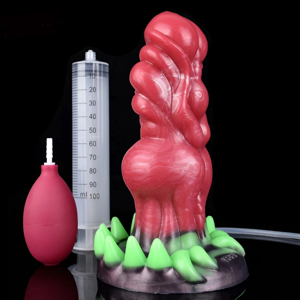 FAAK Fantasy Knot Ejakuliacinis Dildo su Siurbimo Funkcija Monster Squirt Penis Šviesantis Šilumoje Sekso Žaislas Moterims Vyrams Analinis Kištukas iš Lanksčios Silikono