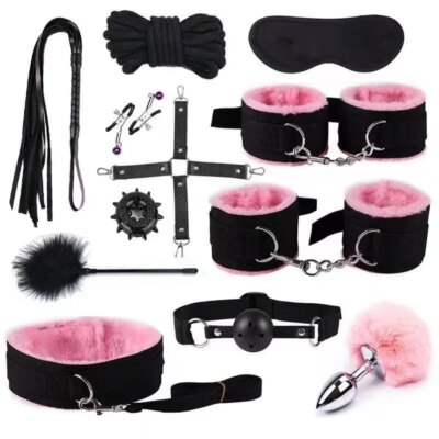 Erotic Sex Toys For Women Adults Games Nylon Bondage BDSM Kits Handcuffs Sex Whip Mouth Gag Rabbit Tail Anal Plug 1