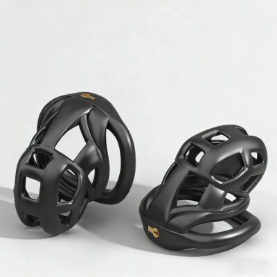 Chastity Lock Cock Cage 3D Invisible Lock with 4 Arc Ring Testicle Chastity Belt BDSM Toy Hentai Bondage SexToy 1