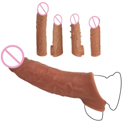 Male Penis Rings Enlargement Cock Sleeve Condoms Delay Ejaculation Stronger Erection Dick Dildo Adult Sex Toys for Men Couple 1