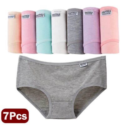 7Pcs/Lot Plus Size Underwear Women's Panties Cotton Girl Brief Sexy Lingeries Shorts Underpant Solid Panty Female Intimate M-4XL 1
