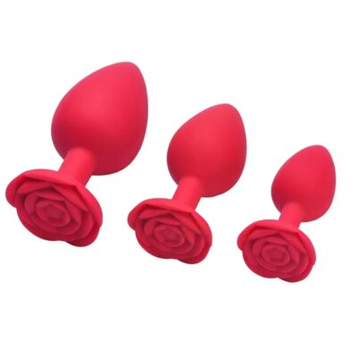 Rose Flower Silicone Anal Beads Butt Plug Set Small Medium Large Anal Plug Jewelry Anal Trainer Dildo Anus Sex Toy Men Women Gay 1