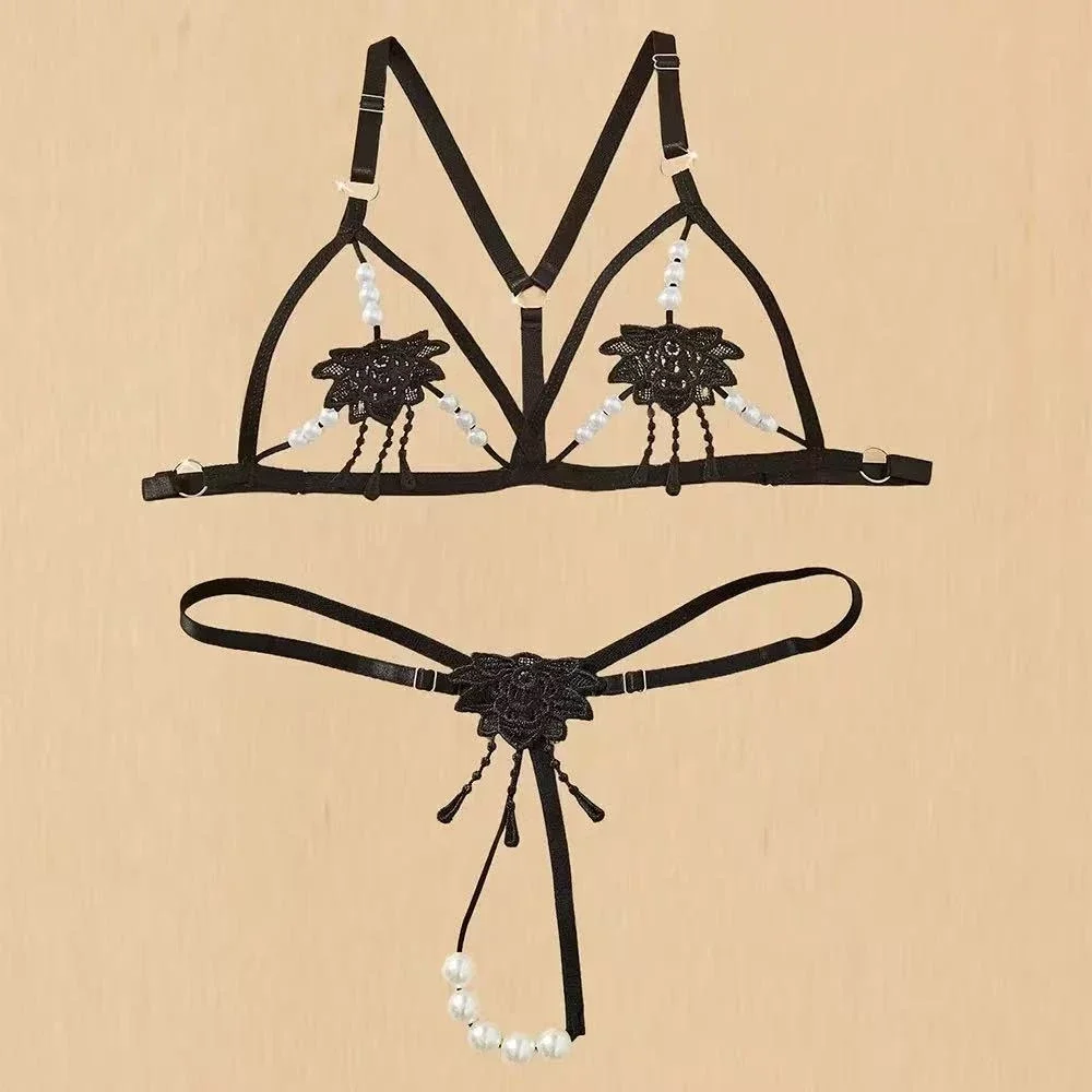 seksuali nėrinė liemenė komplektas