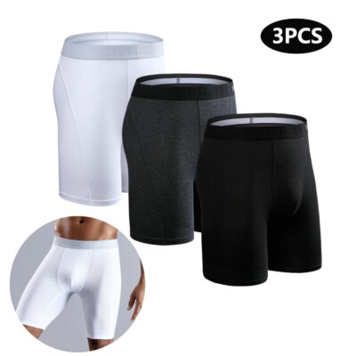 3pcs Long Boxers For Man Underware Lots Mens Underpants Cotton Men's Panties Family Boxershorts Boxer Sexy Male Shorts Calecon 1