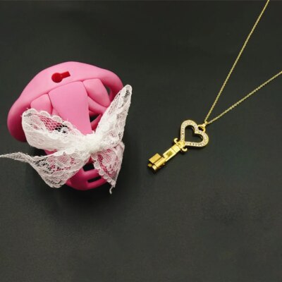 2.0 Small Lock Core Chastity Cage Universal Key Necklace with Brass Invisible Lock Core Bondage Cock Cage Gifts Adult Sex Toys 1