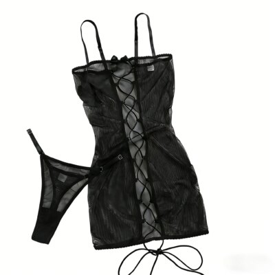 Sexy Adult Dolls Ladies Backless Cross Bandage Erotic Hot Sexy Clothes Transparent Sex Doll Night Dress Women 1