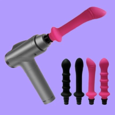 1 Pc Threaded Silicone Fascia Gun Massage Head With 3 Sizes Of Connectors, 12-13mm/15-16mm/18-19mm, Fascia Gun Massage dildo 1