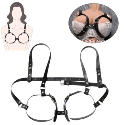 BDSM Breast Bondage Harness Sex Toys B to D Cup Leather Fetish Sexy Chest Restraints Punk Gothic For Women SM Bra Belts Straps 1
