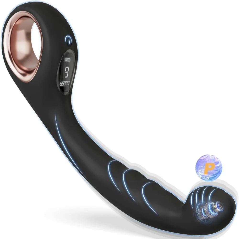 Prostatos masažo vibrator su žiedu rankena analinis dildo G taško stimuliatorius