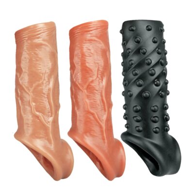 Silicone Extender Dick for Men Penis Cock Sleeve Male Penis Enlarger Extender Thicken Cock Ring Adult Sex Toys Enlarge Cond 1