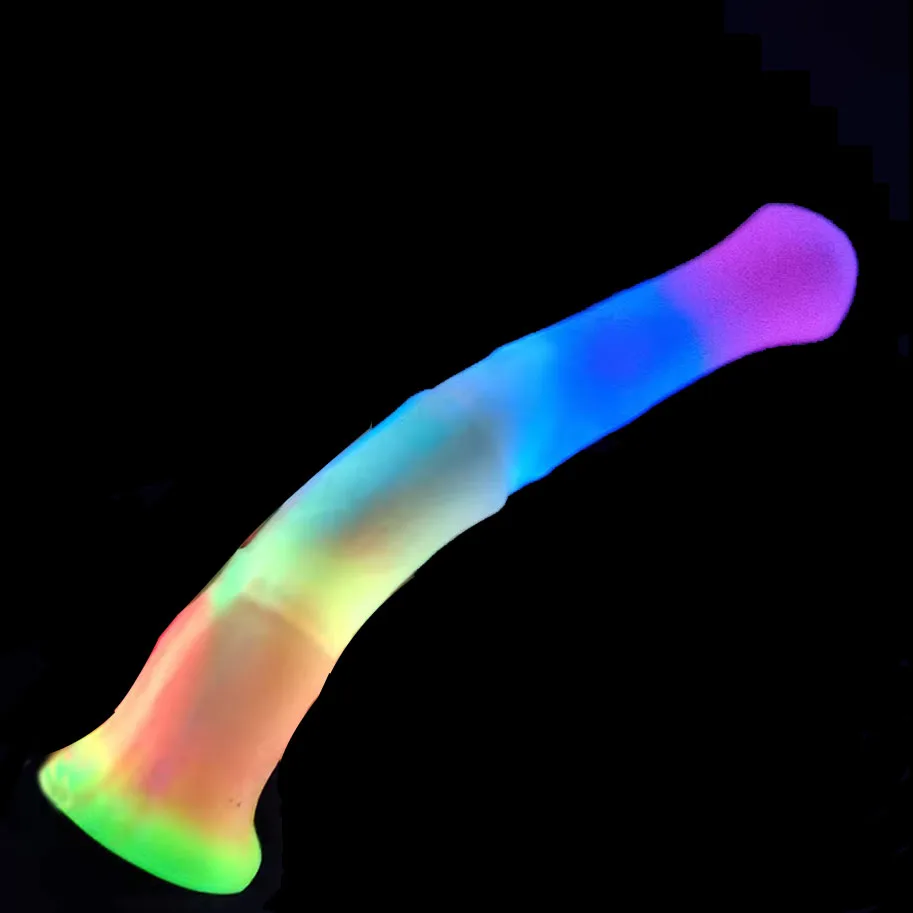 FAAK šviečiantis žirgo dildo su vakuuminiu puodeliu tamsioje šviestas analinis