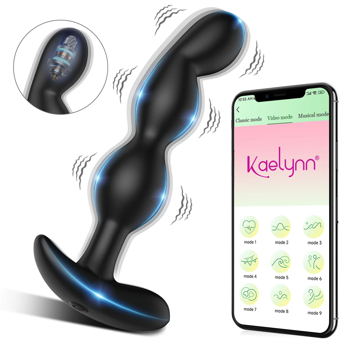 Bluetooth valdomas analinis vibratorius vyrams su prostatos masažu ir nuotoliniu valdymu