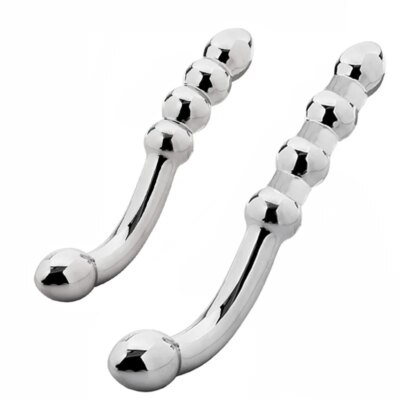 Stainless Steel Double Fake Dildo G Spot Anal Beads Butt Plug Metal Heavy Dildo Anal Plug Vaginal Female Sex Toy Women 1