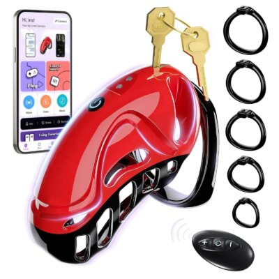 App Remote Control Vibrating Chastity Lock Male Chastity Penis Lock Abstinence Bondage Adult Erotic Sex Toys for Men 18+ 1