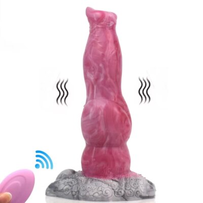 FAAK Vibrating Dog Dildo With Suction Cup Silicone Multi Color Knot Penis Vibrator Remote Control Anal Plug USB Rechargable 1