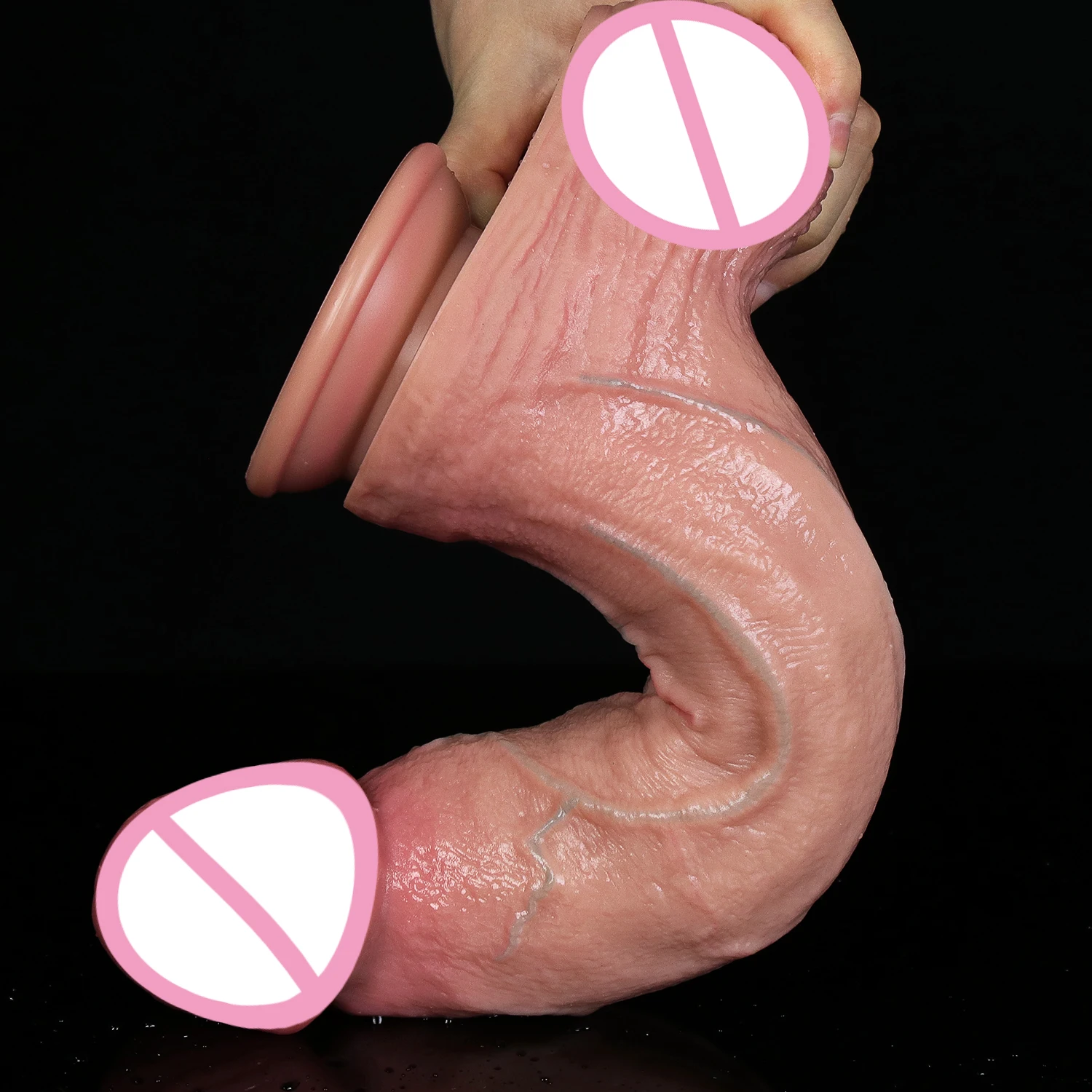 silikoninis dildo su prisisiurbimo pudeliu