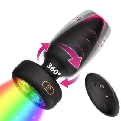 KUSHOR Anal Plug Vibrator Remote Control LED 360°Rotation Butt Plug Male Prostate Massager Adults Sex Toys for Women Men Gay 1