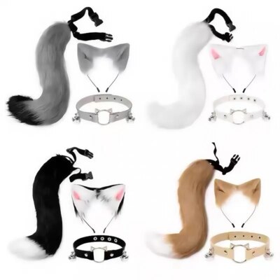 Sexy Temptation Festival Party Role Playing Toys Cat Ears and Tail Set Fox Catwoman Accessories Headbands Uniform Temptation 1