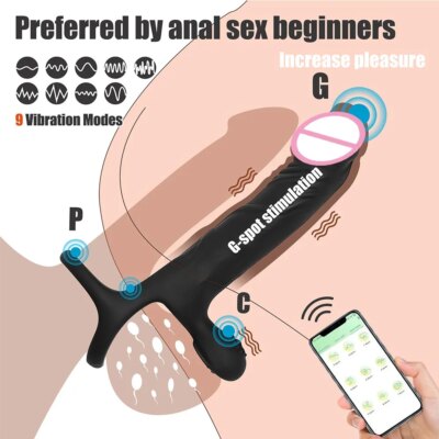 Vibrator Anal Dildo Strap on Dildo Double Penetration Cock Penis Ring Vibrator Anal Plug Prostata Massager Sex Toy for Men 1