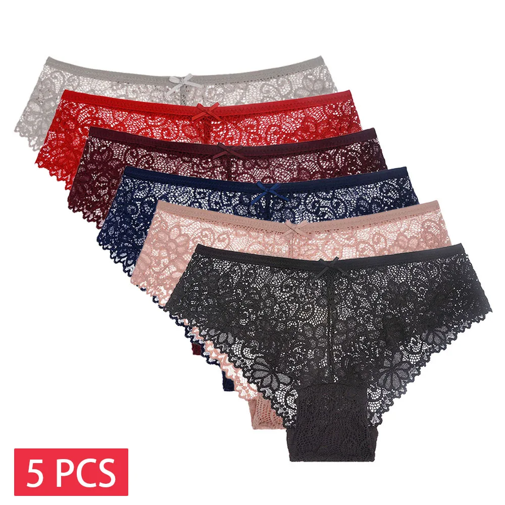 5 dalių komplektas tinklinės seksualiausios pradinės baltės kelnaitės moterims M-2XL