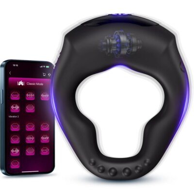 KUSHOR APP Control Vibrating Cock Ring Penis Ring Vibrator Delay Ejaculation Clit Stimulator Cockring Adults Sex Toys for Men 1