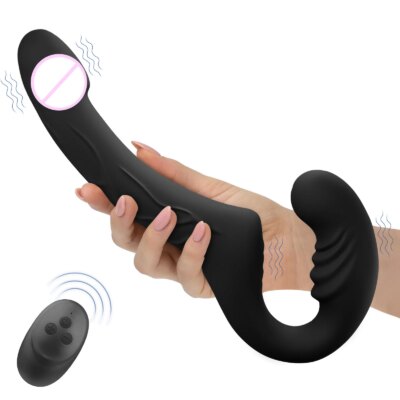 GAIWU 6 Inch & 4 Inch Strap On Double Sided Dildo 10 Strong Vibrating Anal Clitoral G Spot Vibrator Pegging & Lesbian Sex Toys 1