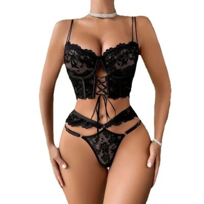 Luxury Lace Up Underwear Porn Exotic Sets Sexy Outfits Intimate Sensual Lingerie Delicate Bilizna Sets Hot Sex Clothes 1