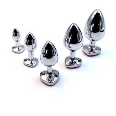 Heart Base Metal Anal Plug Stainless Beginner 5 Size Butt Plug Dildos Anus Masturbation Stimulator Adult Sex Toys For Man Women 1