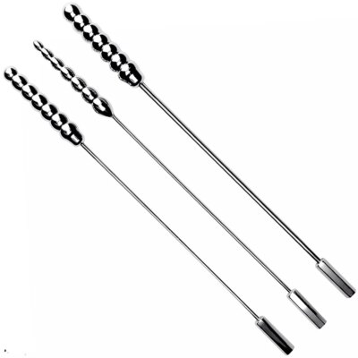 3-Piece Graduated Beaded Stainless Steel Urethral Sound Set, Long Dilator Rods for Men 18+ 1