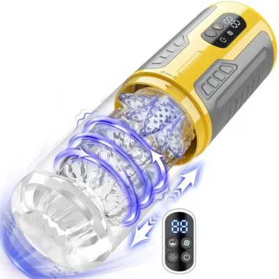 6In1 Automatic Male Masturbator 7 Thrusting Rotating Modes Mastubator Cup with LCD Display Sucking Pocket Pussy Sex Toy for Man 1