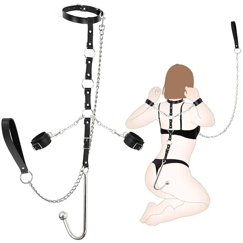 BDSM rankšluosčiai ir analiniai kamščiai – poros sekso žaislų rinkinys