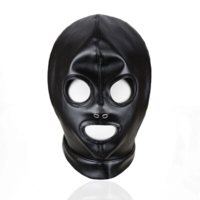 Sexy Leather Bondage Hood Full Face Mask Hood Fetish Cosplay Party Games Mysterious Mask Adult Roleplay Exotic Costumes Headgear 1