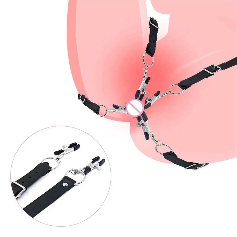 BDSM labia skleidimo spaustuvai su žarnyne surišimo rinkiniu suaugusiems