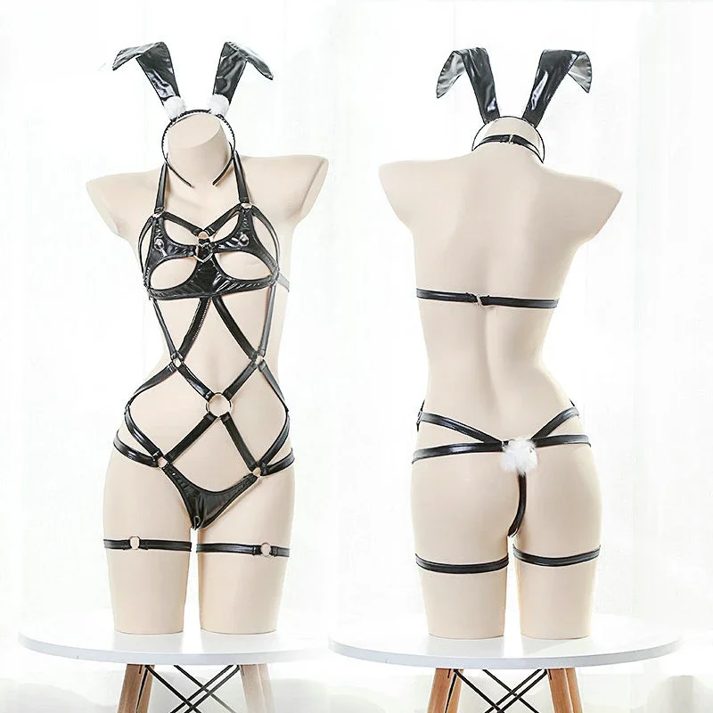 Seksuali nertinė uniforma moterims oda kostiumas supranta temptacija