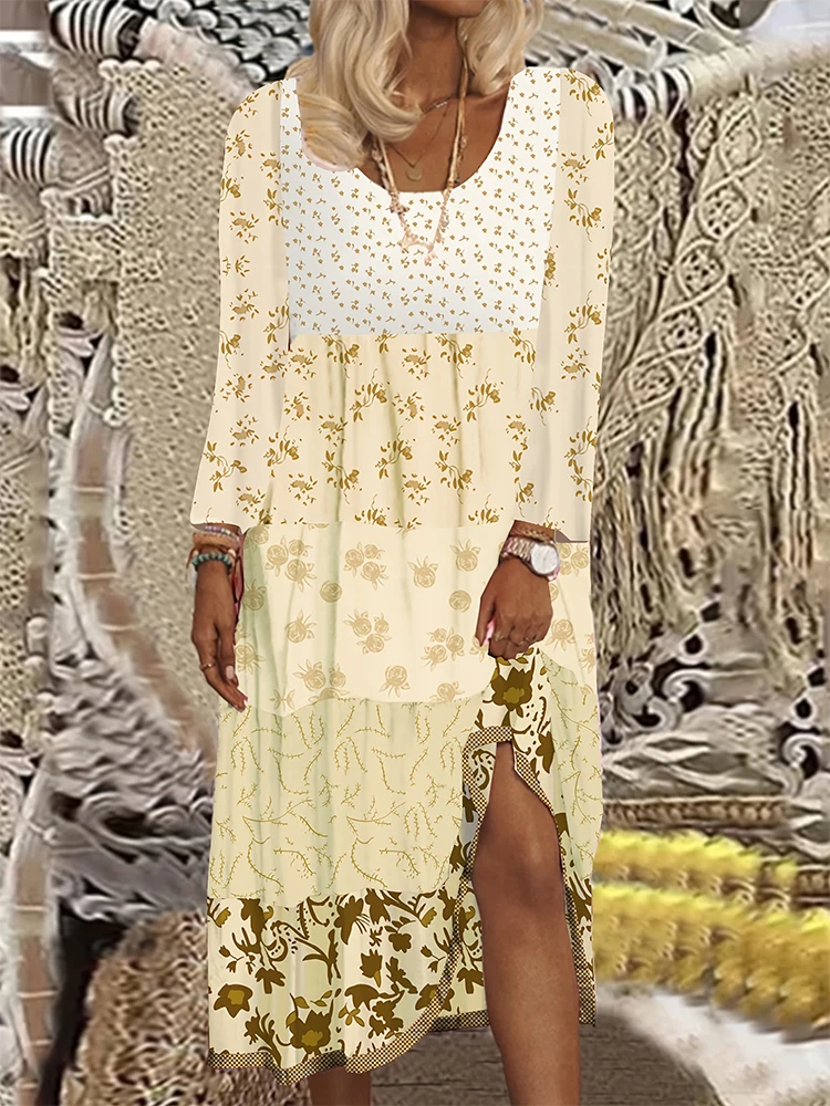 Chic Plus Size Floral Tank Dress Spalvinga Bohemian Print Casual Summer Wear Moterims